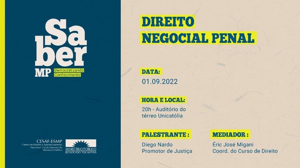 A palestra acontecerá no dia 1º de setembro de 2022 às 20 horas no auditório da Unicatólica