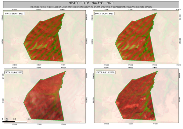Registro do avanço de queimda ao longo de 2020