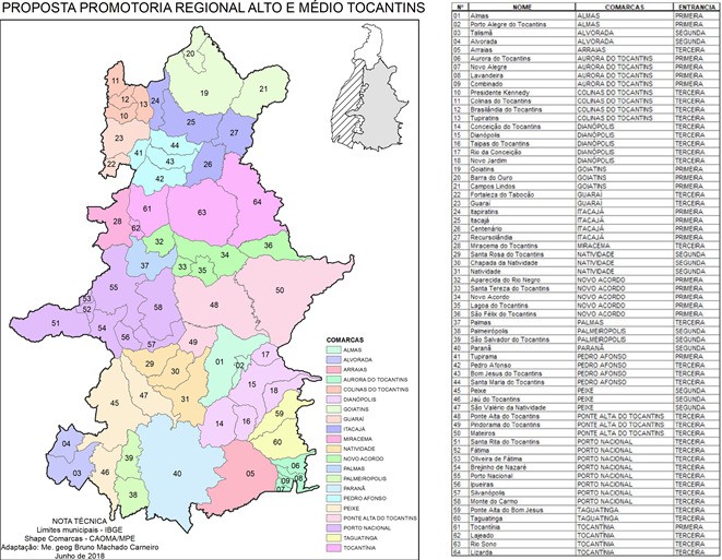 Abrangência da Promotoria do Alto e Médio Tocantins