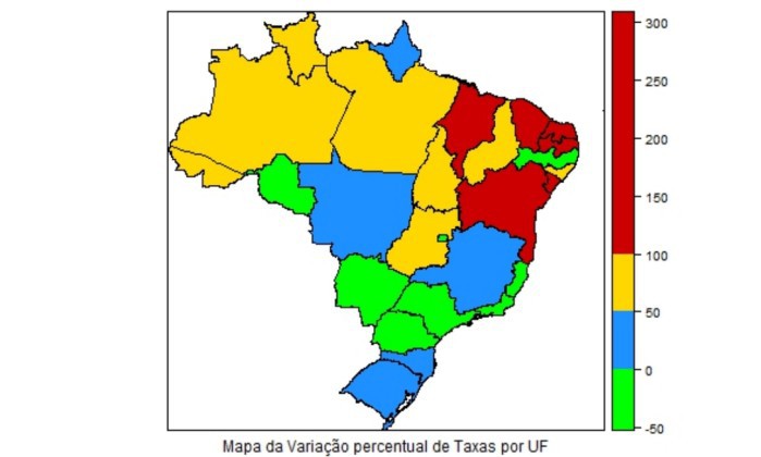 Mapa revela que regiões Nordeste e Norte apresentaram maior crescimento de homicídios entre 2004 e 2014