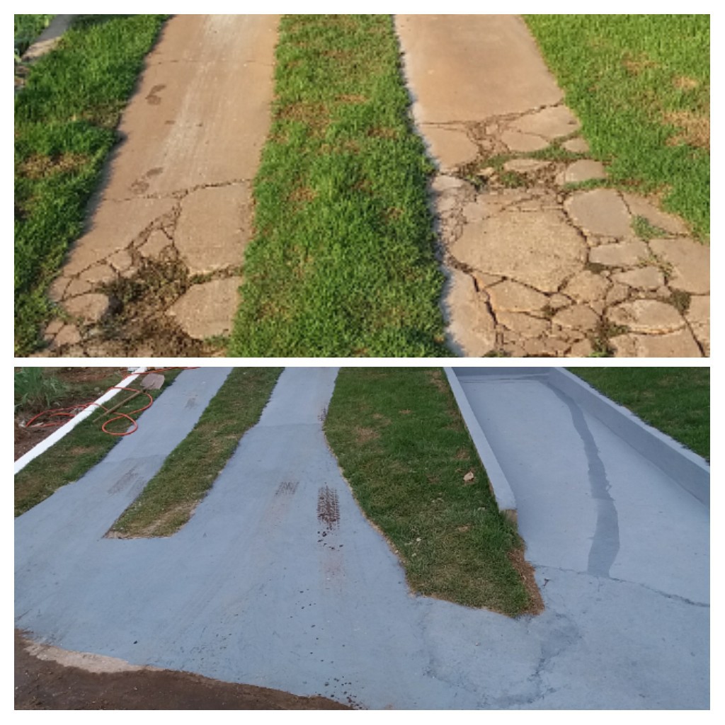 Detalhe da área externa antes e após a reforma
