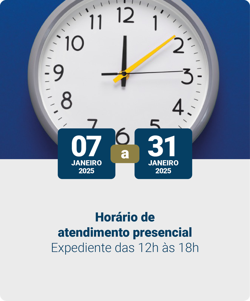 Horário especial de atendimento em janeiro de 2025