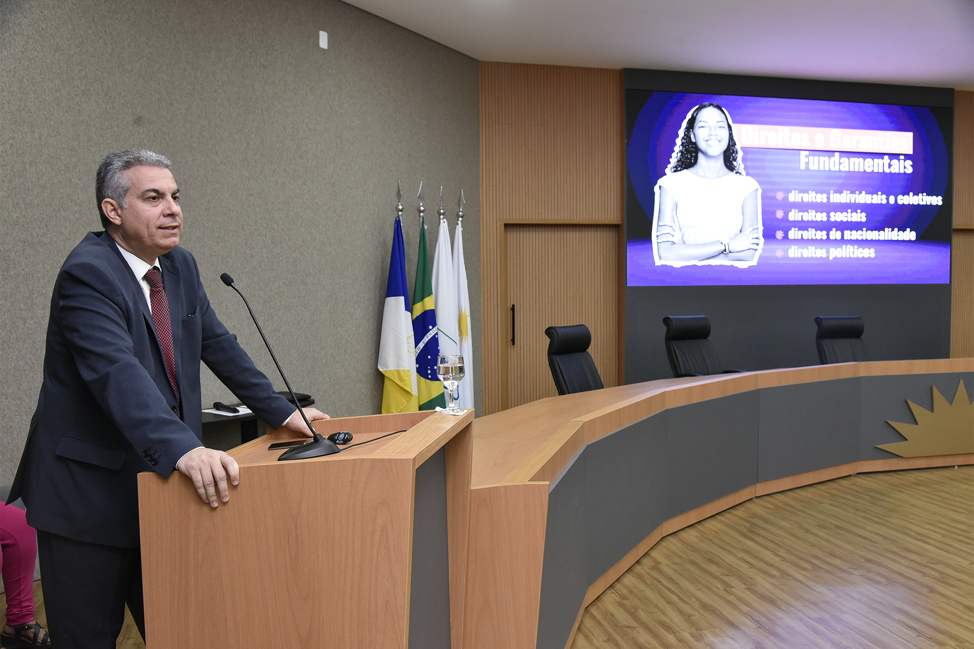 O promotor de Justiça Rodrigo Alves Barcellos ministrou a palestra “Os direitos fundamentais e as atribuições do Ministério Público do Tocantins (MPTO)”.