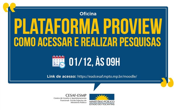 As vagas foram destinadas aos integrantes do MPTO e discentes do Curso de Pós-Graduação em Gestão e Governança no Ministério Público.