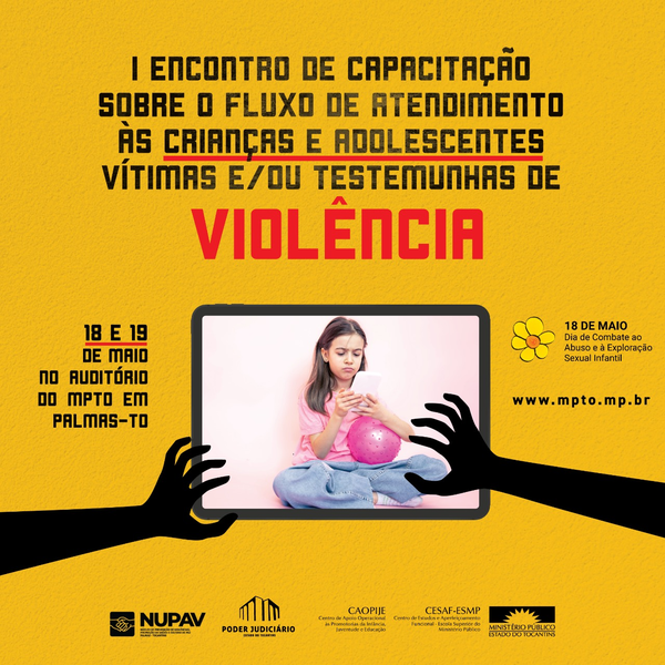 O evento ocorrerá nos dias, 18 e 19 de maio de 2022, na modalidade presencial, a partir das 9h, no auditório do MPTO.