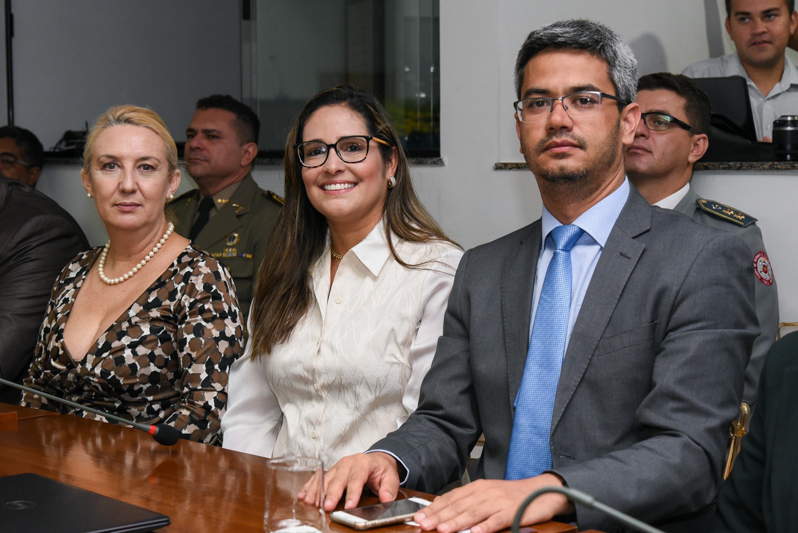 Os Promotores de Justiça Thaís Cairo, Maria Roseli e Luciano Casaroti prestigiaram o evento