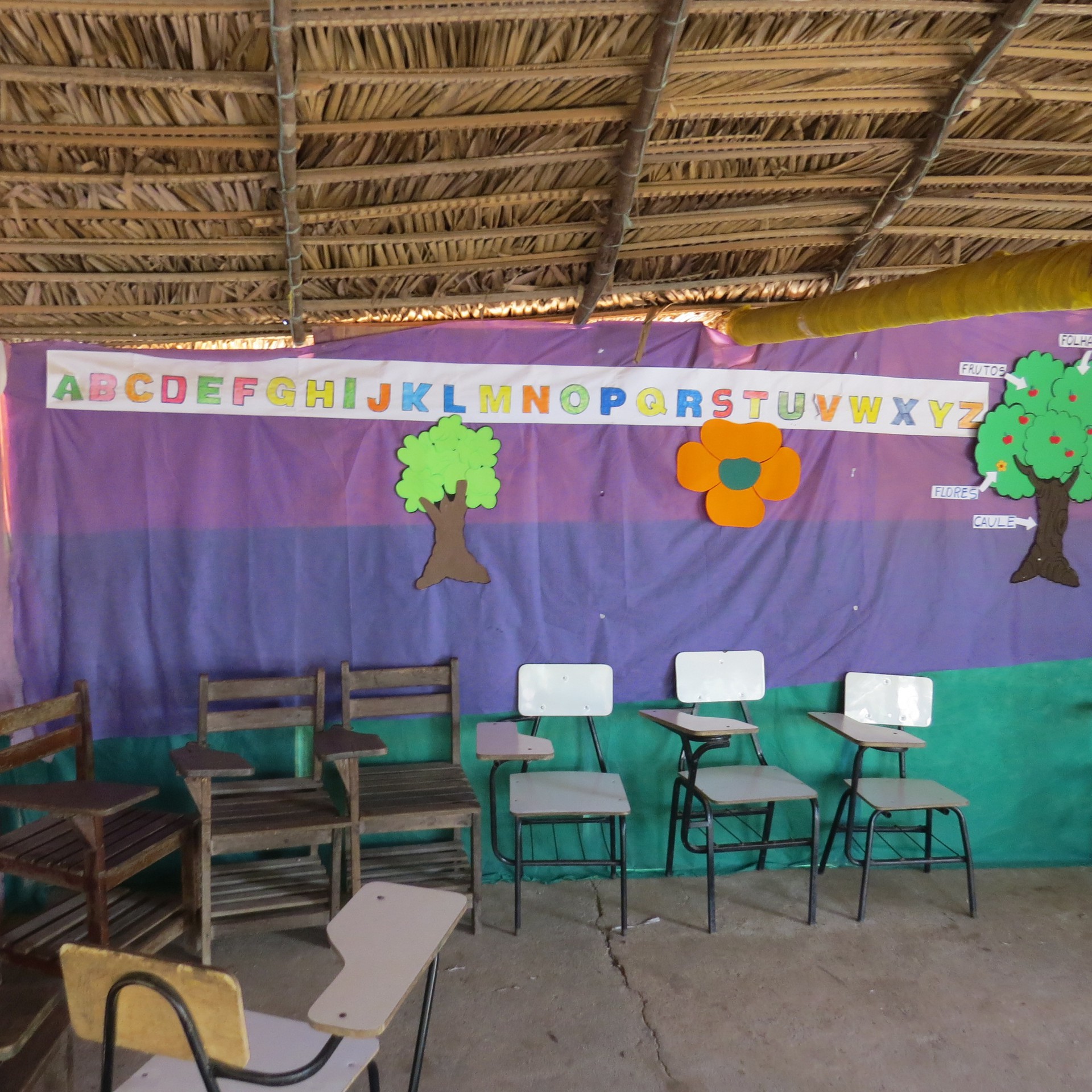 Mais um ângulo da sala de aula que não possui parede