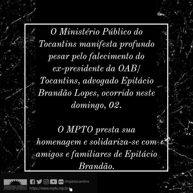 Pelo falecimento de Epitácio Brandão Lopes