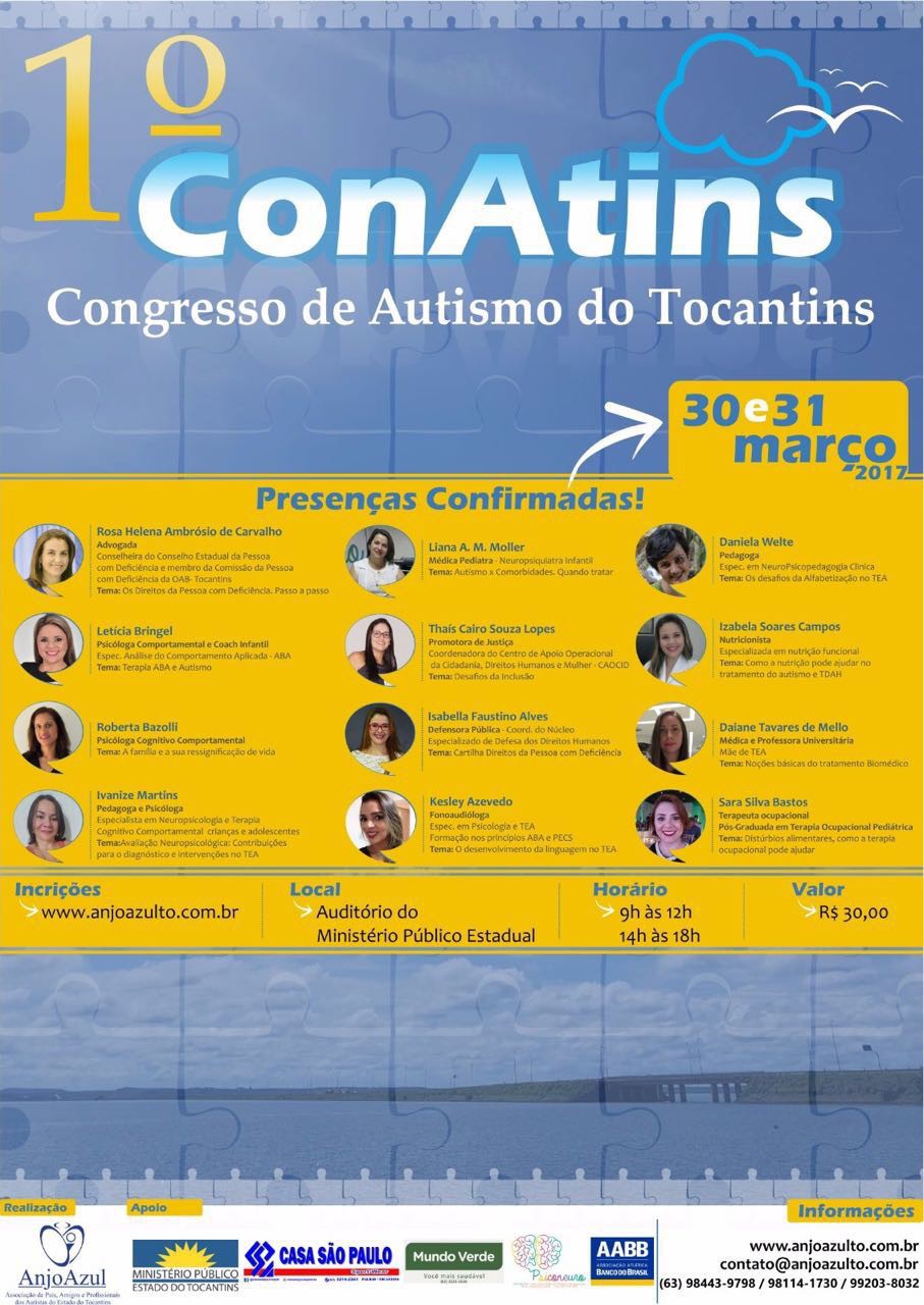 1º ConAtins - CONGRESSO DE AUTISMO DO TOCANTINS -  FAÇA A SUA INSCRIÇÃO 