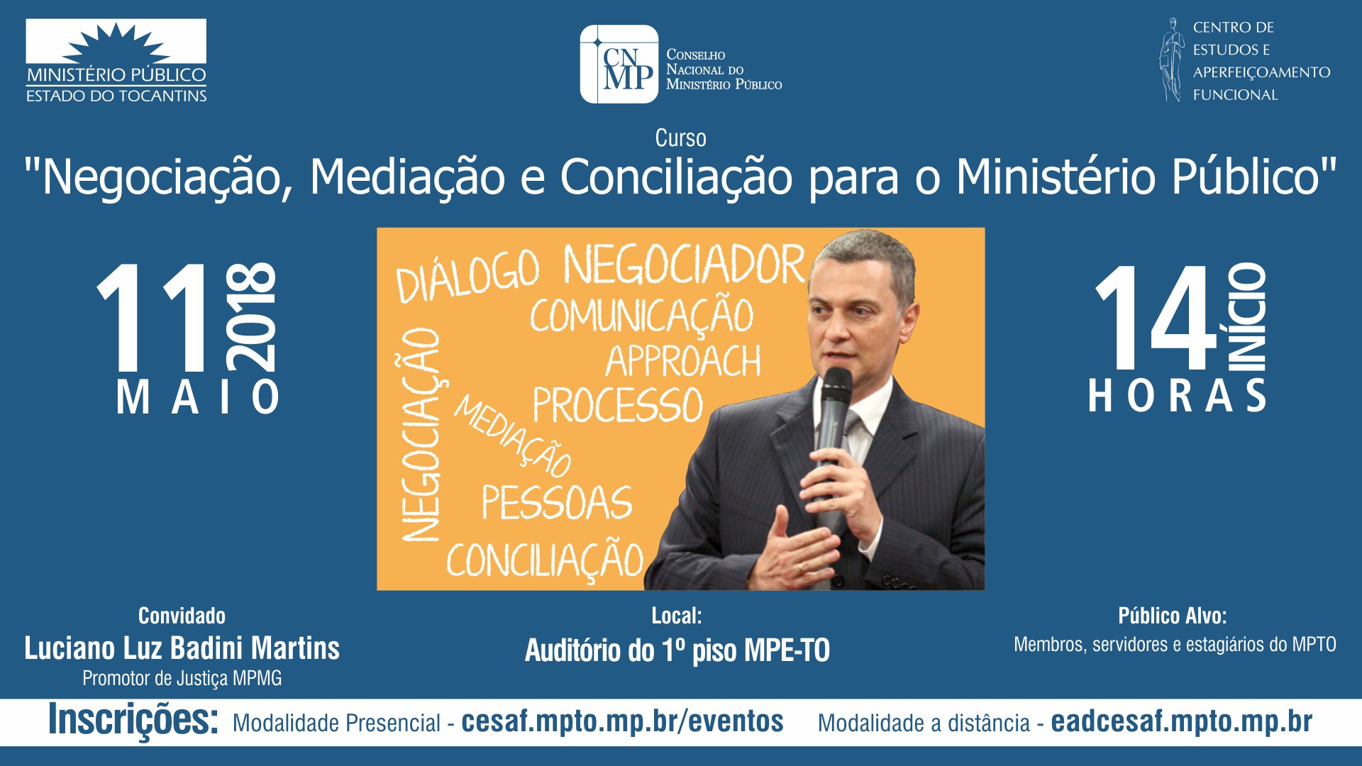 Curso acontece no auditório do 1 º piso, na sede do MPE, em Palmas