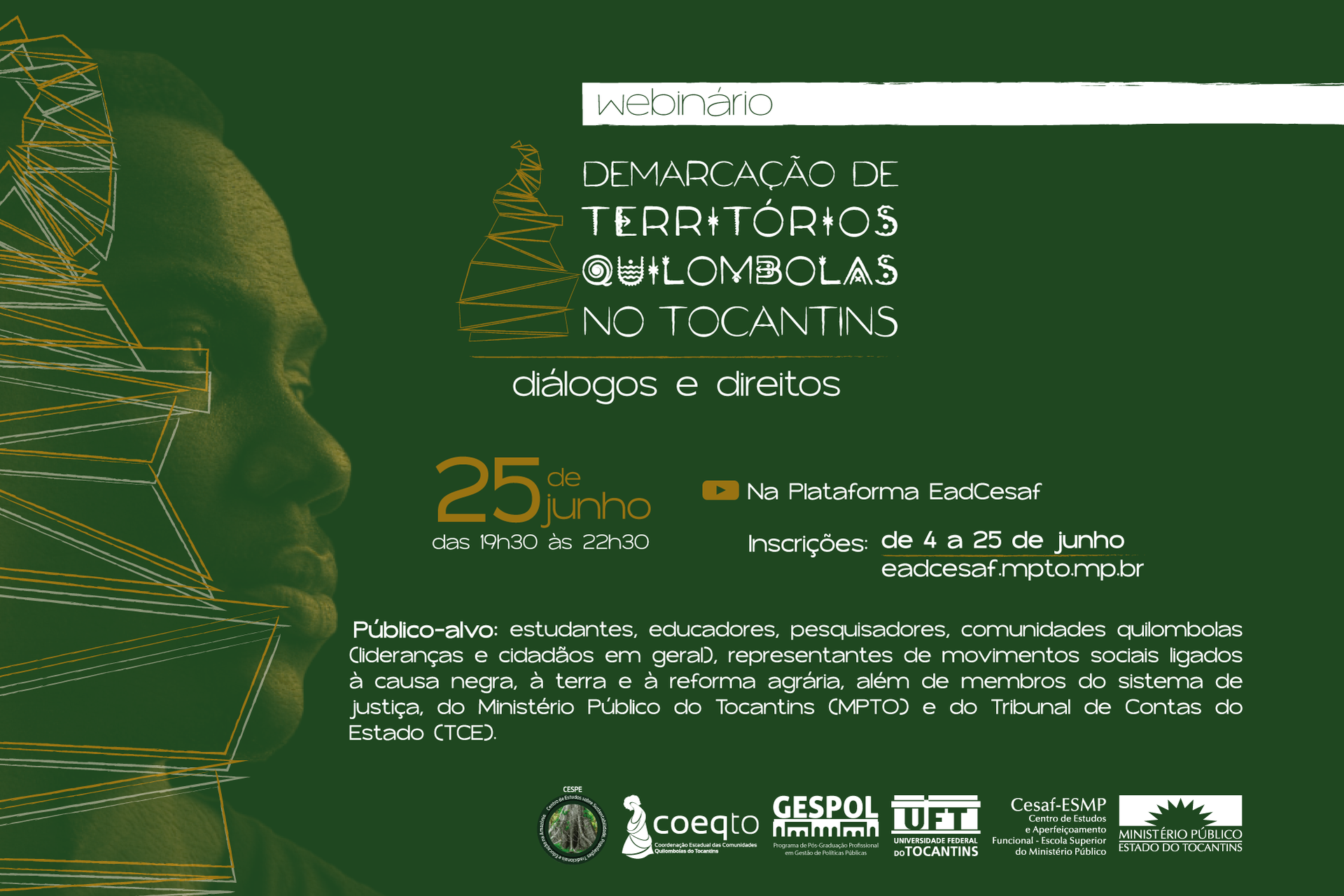 O webinário ocorrerá das 19h30 às 22h30