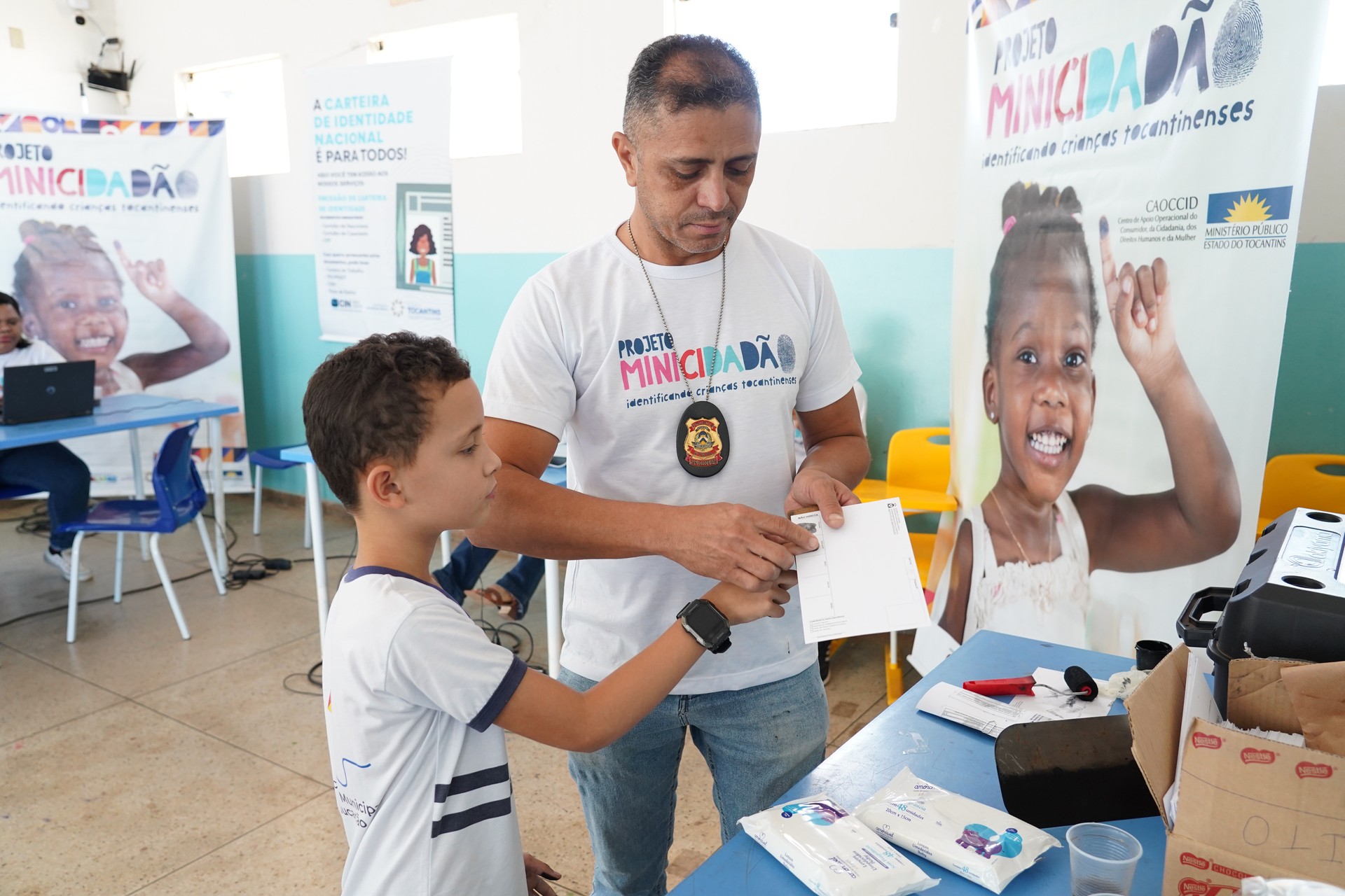 Nesta fase da ação  158 alunos da Escola Municipal de Tempo Integral Daniel Batista realizaram o cadastro para receber a nova Carteira de Identidade Nacional (CIN).