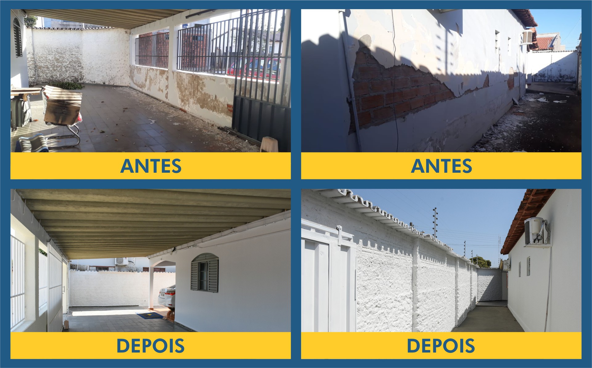 Comparativos do antes e depois da reforma