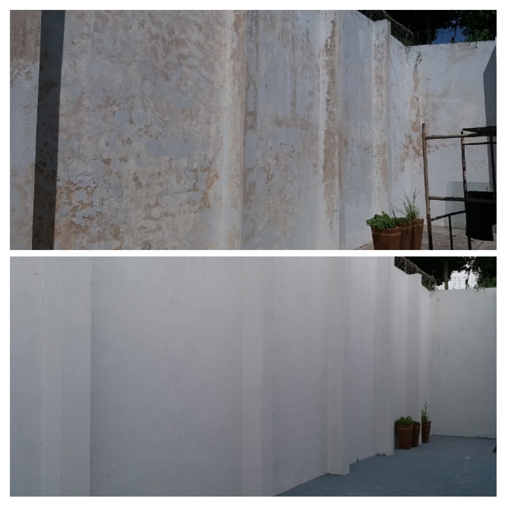 Antes e depois da finalização dos serviços de pintura