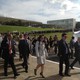 Os manifestantes desceram a rampa do Congresso entoando o Hino Nacional