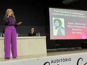 Promotora de Justiça Araína Cesárea, em aula magna do curso de Direito da Unest, em Paraíso do Tocantins