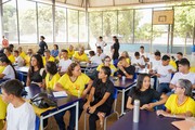 Estudantes da Escola Estadual Cívico-Militar Vila União e alunos da UMA se encontraram em uma ação do projeto Ponto a Ponto