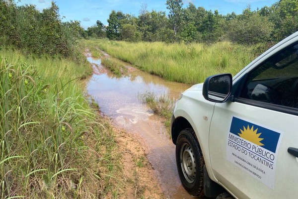 MPTO durante fiscalização: estradas dificultam acesso ao acampamento